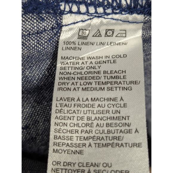 Pure Navy Dress XL 100% Linen Pockets Lagenlook Casual Beachy Shirtdress Button - Picture 5 of 13